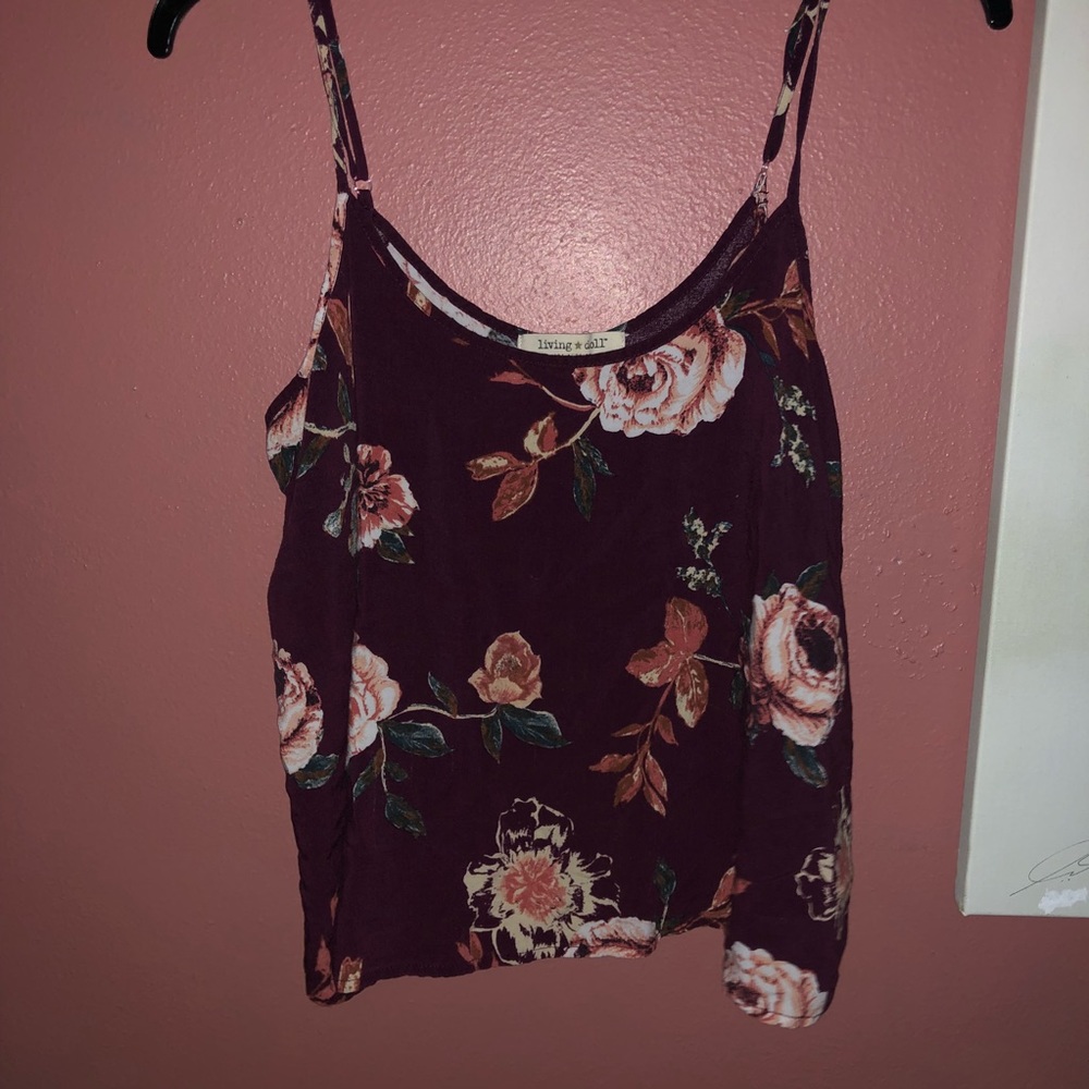 Maroon floral crop top